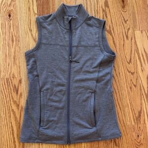 Woolx Merino Wool Blend Full Zip Vest Brown Mock Neck Pockets Womens Medium